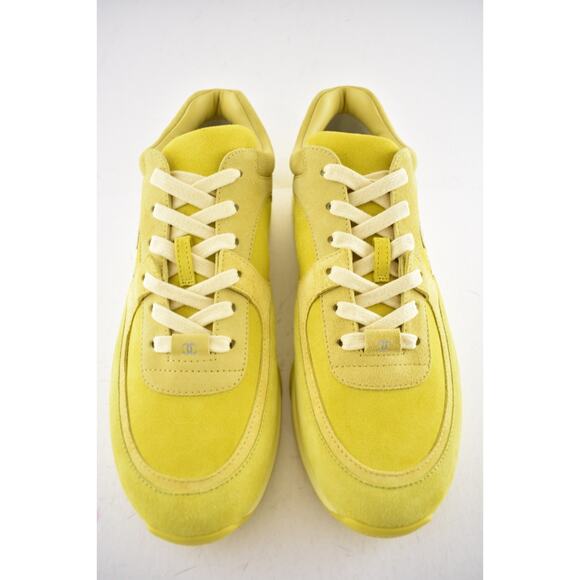 Chanel 19S Mens Yellow White Suede CC Logo Low Top Runner Trainer Sneaker 44 11 - Picture 6 of 12